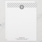Monogram Modern Plain Silver Letterhead Custom Briefhoofd (Voorkant / Achterkant)