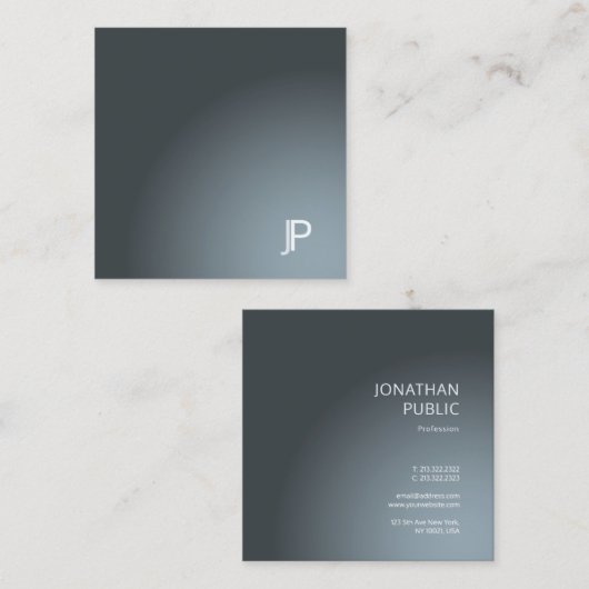 Monogram Modern Plain Trendy Design Luxe Vierkante Visitekaartje (Voorkant / Achterkant)