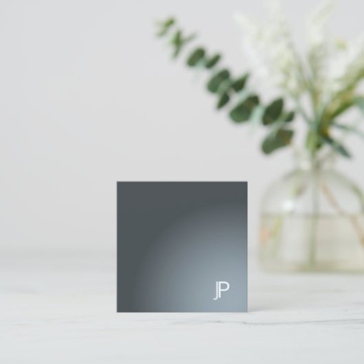 Monogram Modern Plain Trendy Design Luxe Vierkante Visitekaartje (Staand voorkant)