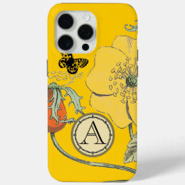 Monogram  Modern Poppy Flower iPhone iPhone 15 Pro Max Hoesje