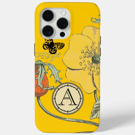 Monogram  Modern Poppy Flower iPhone Case-Mate iPhone Case (Achterkant)