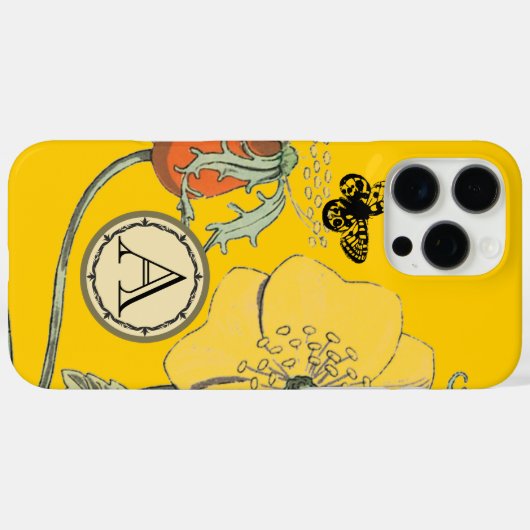 Monogram  Modern Poppy Flower iPhone Case-Mate iPhone Case (Achterkant (horizontaal))