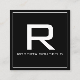 Monogram Modern Professional Chic Black Vierkante Visitekaartje