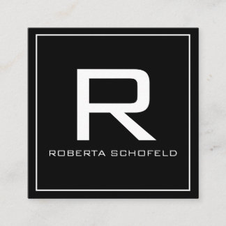 Monogram Modern Professional Chic Black Vierkante Visitekaartje