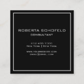 Monogram Modern Professional Chic Black Vierkante Visitekaartje (Achterkant)