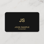 Monogram Modern Professional Elegant Black Gold Visitekaartje (Voorkant)