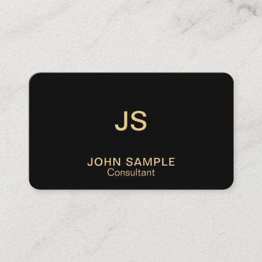 Monogram Modern Professional Elegant Black Gold Visitekaartje (Voorkant)