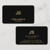 Monogram Modern Professional Elegant Black Gold Visitekaartje (Voorkant / Achterkant)