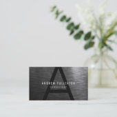 Monogram Modern Professional Elegant Black Visitekaartje (Staand voorkant)