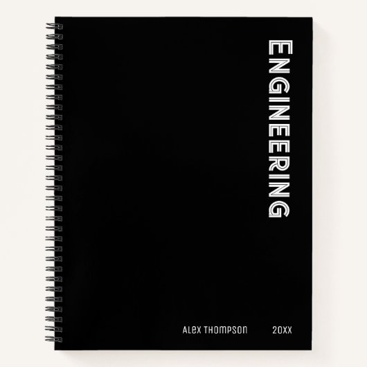 Monogram modern professional Engineering zwart Notitieboek (Voorkant)