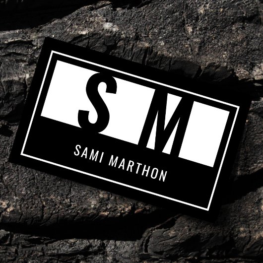 Monogram Modern Professioneel Zwart-wit Visitekaartje