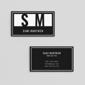 Monogram Modern Professioneel Zwart-wit Visitekaartje