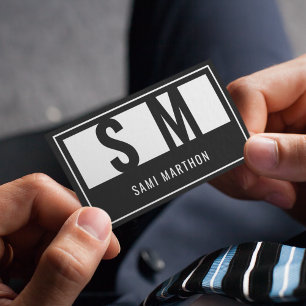 Monogram Modern Professioneel Zwart-wit Visitekaartje