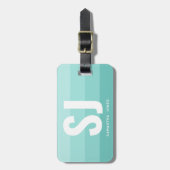 Monogram Modern Rainbow Blauwgroen Blauwe Strepen  Bagagelabel (Voorkant verticaal)