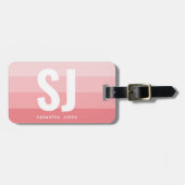 Monogram Modern Rainbow Blush Roze Streep Initiale Bagagelabel (Voorkant horizontaal)