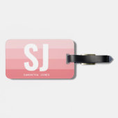 Monogram Modern Rainbow Blush Roze Streep Initiale Bagagelabel (Achterkant horizontaal)