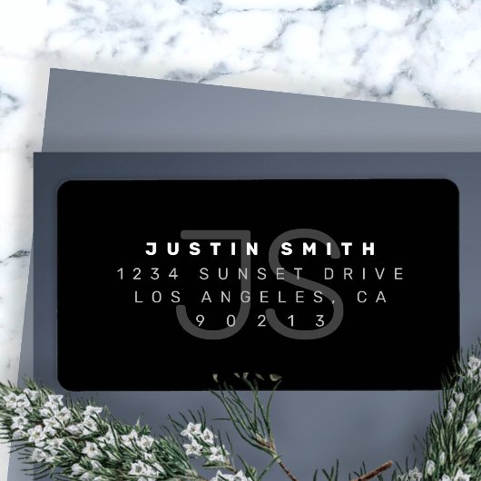 Monogram modern retour adres label