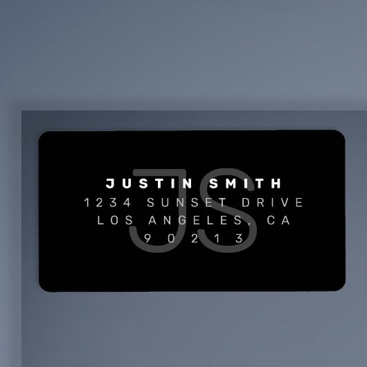 Monogram modern retour adres label