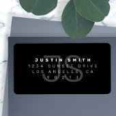 Monogram modern retour adres label