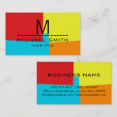 Monogram modern Retro Colors #4 Visitekaartje (Voorkant / Achterkant)