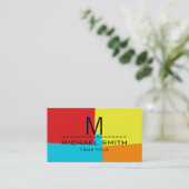 Monogram modern Retro Colors #4 Visitekaartje (Staand voorkant)