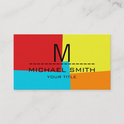 Monogram modern Retro Colors #4 Visitekaartje (Voorkant)