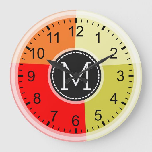 Monogram Modern Retro Colors Geometric #3 Grote Klok (Voorkant)