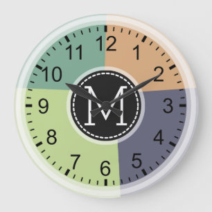 Monogram Modern Retro Colors Geometric #4 Grote Klok