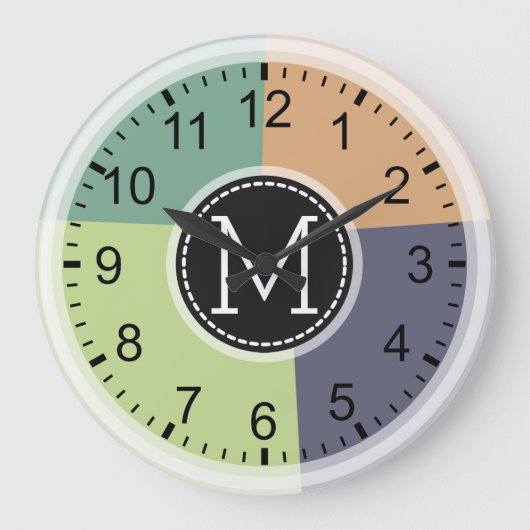 Monogram Modern Retro Colors Geometric #4 Grote Klok (Voorkant)