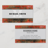 Monogram Modern  Rode Achtergrond Visitekaartje (Voorkant / Achterkant)