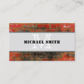 Monogram Modern Rode Achtergrond Visitekaartje (Voorkant)