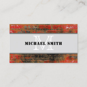 Monogram Modern  Rode Achtergrond Visitekaartje