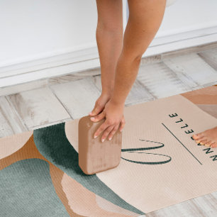 Monogram modern roest groen abstract stijlvol chic yogamat