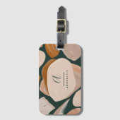 Monogram modern roestgroen abstract stijlvol chic bagagelabel (Voorkant (verticaal))