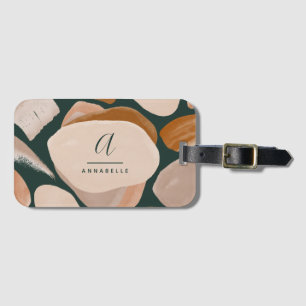 Monogram modern roestgroen abstract stijlvol chic bagagelabel