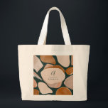 Monogram modern roestgroen abstract stijlvol chic grote tote bag<br><div class="desc">Monogram moderne roest,  natuurlijke,  terracotta en groene abstracte stijlvolle initiaal en naam tas ontwerp.</div>