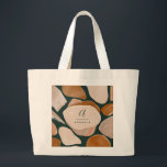 Monogram modern roestgroen abstract stijlvol chic grote tote bag<br><div class="desc">Monogram moderne roest,  natuurlijke,  terracotta en groene abstracte stijlvolle initiaal en naam tas ontwerp.</div>