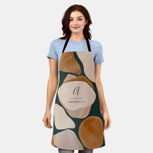 Monogram modern roestgroen abstract stijlvol chic schort (Gedragen)