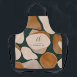 Monogram modern roestgroen abstract stijlvol chic schort<br><div class="desc">Monogram modern roest,  natuurlijk,  terracotta en groen abstract stijlvol initiaal en naamontwerp.</div>