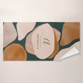 Monogram modern roestgroen abstract stijlvol desig badhanddoek (Badhanddoek)