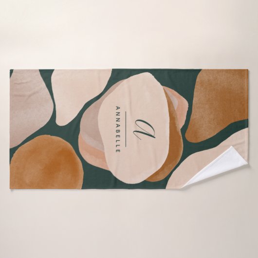 Monogram modern roestgroen abstract stijlvol desig badhanddoek (Badhanddoek)