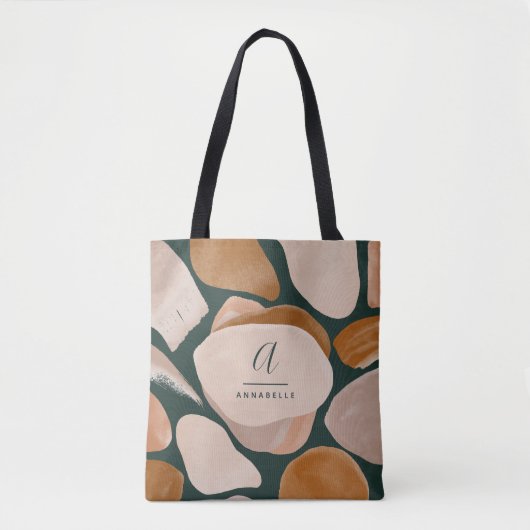Monogram modern roestgroen abstract stijlvol desig tote bag (Voorkant)