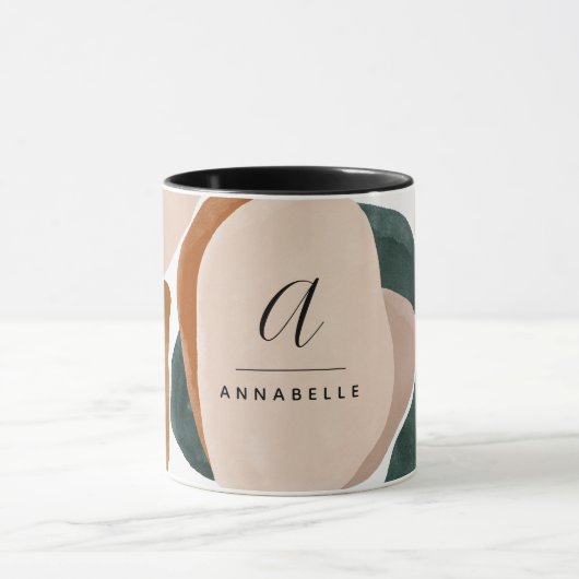 Monogram modern roestgroen abstract stijlvol mok (Midden)