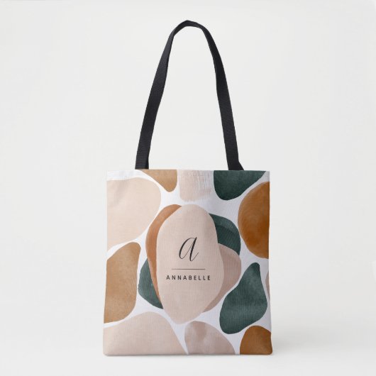 Monogram modern roestgroen abstract stijlvol tote bag (Voorkant)