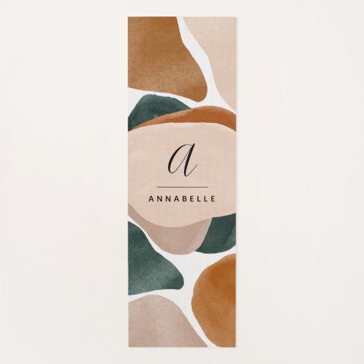 Monogram modern roestgroen abstract stijlvol yogamat (Voorkant)
