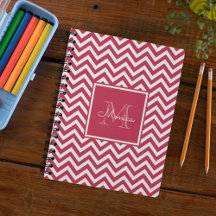 Monogram modern Rood Magenta Chevron Pattern