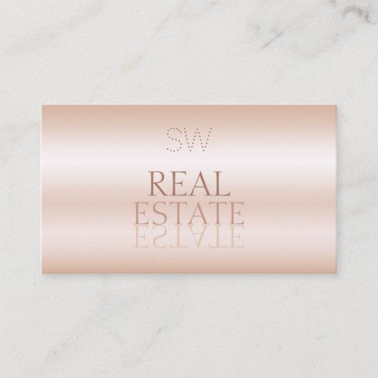 Monogram modern Roos Gold- en Black Mirror-brieven Visitekaartje (Voorkant)