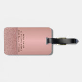 Monogram Modern Roos Gold Foil Glitter Girly Bagagelabel (Achterkant horizontaal)