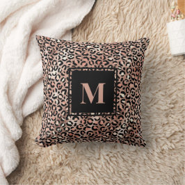 Monogram Modern Roos Gouden Luipaard Print Kussen