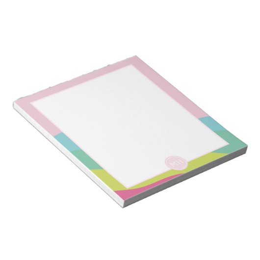 Monogram modern roze abstract korrelige golven Not Notitieblok (Schuin)